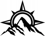 Taustata kleebis autole COMPASS MOUNTAINS, 10 x 12,5 cm