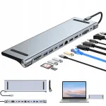 S&uuml;learvuti jaam 12-in-1 HUB HDMI, VGA, USB-C, SD/TF, 3,5 mm