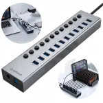 Mitmepesaline USB jagaja ORICO 13-&uuml;hes, USB-A 3.0, l&uuml;lititega, 12V 5A 60W
