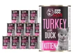 John Dog m&auml;rg kassitoit kutsikatele kalkuni- ja pardalihaga, 12 x 400 g