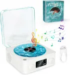 Mini retro k&otilde;lar, grammofon, Bluetooth, white noise, vintage, valgustusega, valge