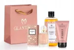Glantier Parigi parf&uuml;meeritud komplekt: 100 ml parf&uuml;&uuml;m, pesu&otilde;li, losjoon, kosmeetikakott