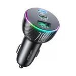 Joyroom 70W auto laadija, 2x USB-C, USB-A, kiire PD ja QC laadimine, valgustusega