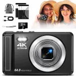 Digitaalne fotokaamera 4K 64MP 16x suumiga, must, veebikaamera funktsiooniga