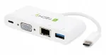 Adapter USB-C-st VGA, RJ45 Giga, USB-A 3.0, USB-C PD Techly