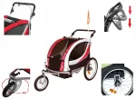 Jalgrattahaagis GUTO DELUXE 2in1, 2 lapsele, kuni 40 kg, punane/hall