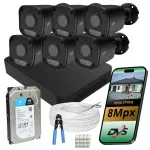 V&auml;line videovalve s&uuml;steem 6 IP PoE IR 8Mpx kaamerat, 1TB ketas, DVS anal&uuml;&uuml;s