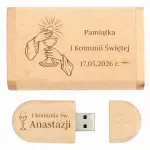 Puidust USB-m&auml;lupulk 8 GB karbiga ja graveeringuga, esimese ristimise jaoks, USB 3.0