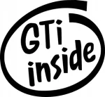 Auto- v&otilde;i motokleebis GTI INSIDE, 16 x 17,3 cm, taustata