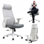 Ergonoomiline valge kontoritool p&ouml;&ouml;rleva alusega
