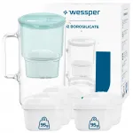 Wessper D2 3 l veefilter borosilikaatklaasist, m&uuml;ndi v&auml;rvi, 6 filtriga