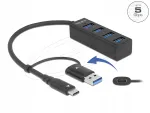 USB-jaotur Delock 63828, 4 &uuml;hendust, 5 Gbps, USB Type-C / Type-A