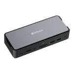 Verbatim Pro USB-C jagaja: 2x HDMI, DP, RJ45, 4x USB, 3x USB-C, SD, microSD, SSD, heli