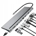USB-C 11-&uuml;hes hub HDMI, LAN, VGA, RJ45, SD, MacBook Pro/Air M1 M2 dokiga