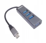 USB-C jaotur PremiumCord, 4&times; USB-A 3.2 Gen 1, 15 cm, must