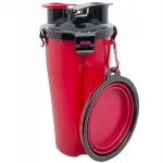 Koera kauss toidule ja veele, kaheosaline, 800 ml, metallist silikooniga, matkamiseks