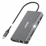 Unitek D1019B USB-C 3.1 jagaja, 8 porti, 100W Power Delivery