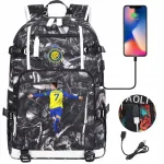 Veekindel A4 Ronaldo seljakott USB-ga, mustriga