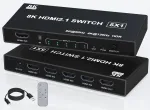 HDMI l&uuml;liti 5-&uuml;hes, 8K 60Hz, 4K 120Hz, HDR, VRR, 3D, kaugjuhtimispuldiga