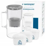 Wessper D2 klaasist kann, borosilikaat, 3 l hall 4 filtriga