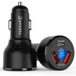 Feegar auto USB laadija, 3 pesa, USB-C, PD QC 3.0, 66W, 9A