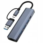 USB-C&ndash;RJ45 Ethernet adapter, gigabit LAN v&otilde;rgukaart USB hub'iga