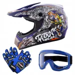 XL krossikiiver prillidega ja siniste enduro kinnastega, jalgrattale, BMX-le, ATV-le, t&otilde;ukerattale