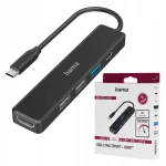 USB-C jagaja Hama, 5 pesa (3x USB-A, USB-C, HDMI)