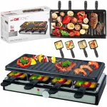 Elektriline raclette grill XXL, 1400 W, 8-le inimesele, kahepoolne k&uuml;psetusplaat