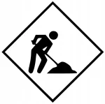 Taustata kleebis ROAD WORKS autole, mootorrattale v&otilde;i kiivrile, 15 x 15 cm
