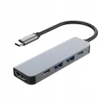 USB-C jaotus 5-in-1: 2x Type-C PD 100W, HDMI 4K, 2x USB 3.0/2.0