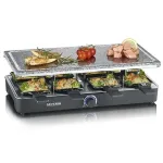 Elektriline raclette grill Severin, 1300W, 8 pannikest, must, keraamiline kivi
