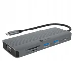 ICY BOX USB-C 10in1 dokijaam HDMI 4K, VGA, RJ45, SD, heliliides, PD 100W