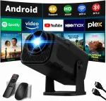 1080P WiFi 6 Bluetooth 5.2 Android ja HDMI &uuml;hilduv must projektor