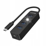 Unitek H1117B USB-C jagaja, 4x USB 3.2 Gen 1, must