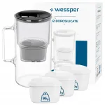 Vee filter Wessper D2 borosilikaat 3 l must 4 filtriga