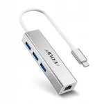 USB-C v&otilde;rgukaardi adapter LAN RJ45, 3 x USB 3.0, 10/100/1000 Mbps, h&otilde;bedane
