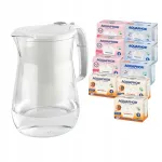 Aquaphor Onyx 4,2 l vesifiltri kann, valge, 9 filtriga (3 Mg+, 3 H+, 3 universaalset)
