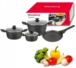 Klausberg KB-7962 pottide komplekt panniga, 7-osaline, marmorkattega, sobib induktsioonile ja gaasile, must