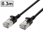 V&otilde;rukaabel Cat.6A FTP, RJ45-RJ45, 0,3 m, &otilde;huke, painduv, must