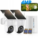 Videovalves&uuml;steem kahe p&auml;ikeseenergiaga kaameraga, WiFi, 4MP, 64GB baasjaam