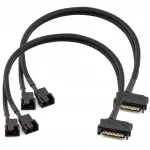 SATA toitekaabel kahe ventilaatori jaoks, 3-pin v&otilde;i 4-pin PWM, 12V
