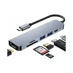 USB jagaja Renew Force HUB, USB-C, SD/TF kaartide lugeja, 6 &uuml;hendust, s&uuml;learvutile