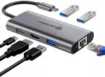 USB-C hub UCN3273, 6 pistikut (USB-C, 3x USB 3.0, RJ45, HDMI)