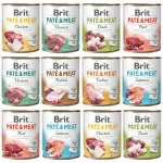 Koerakonservid BRIT PATE & MEAT teraviljavabad, erinevate maitsetega t&auml;iskasvanutele, 12 x 800 g
