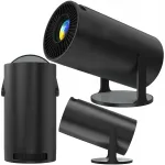 Kaasaskantav must projektor Android TV WiFi Full HD k&otilde;lariga