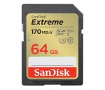 M&auml;lukaart Sandisk 64GB SDXC Extreme 170MB/s A2 C10 V30 UHS-I U3