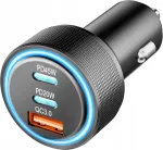 Autolaadija 3in1, 65W, QC, PD, universaalne