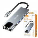 USB-C kontsentraator 6in1: HDMI 4K, PD 100W, RJ45 Ethernet 100MB/s, USB 3.0