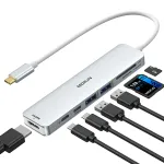 USB-C multifunktsionaalne 7in1 adapter h&otilde;bedane, HDMI, 2x USB 3.0, SD, MacBook Pro/Air jaoks